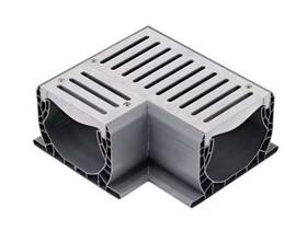 2381 Nds Spee-d Channel Drain 90 Degree Elbow And Grate Gray Plastic