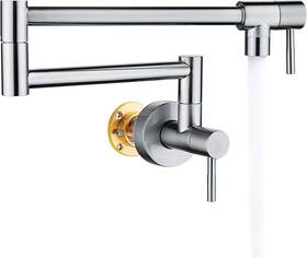 1335bn No Brushed Nickel Pot Filler Faucet Wall Mount Brass Folding Stretchable