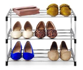 6091-17077 No 3-tier Metal Shoe Rack Closet Organizer Modern Decor