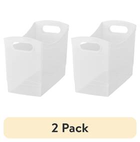 78-930 No 2 Pack Plastic Utility Storage Bin 12 Quart Narrow Rectangle With Handles Clear