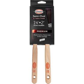 01408334 Nobrand Semi-oval Paint Brush With Wood Handle Angled Sash 1.5 And 2 Inch Combo