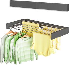 Nobrand 243616292753 Foldable Wall Mounted Clothes Drying Rack 40 Inch 6 Rods Black