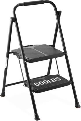 As-1112ga Nobrand Folding Step Stool 600lbs Anti-slip Steel Handgrip Black