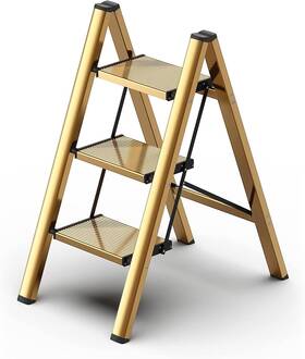 Gol001 Nobrand Foldable 3-step Al Stool 330lbs Anti-slip Kids/adults
