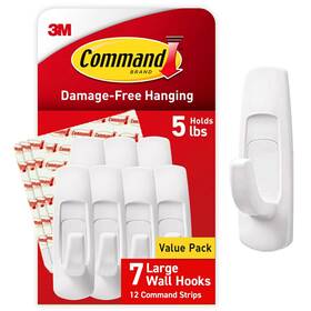 Gp003-7na Nobrand Command Large Utility Hooks 7-hooks 12-strips Organize Damage-free