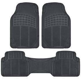 Mt-783-bk Nobrand All Weather Solid Rubber Trimmable 3-piece Universal Floor Mats Set