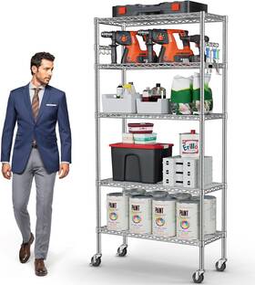Zwj-5c-2b1c Nobrand 5-tier Rolling Metal Shelf 1750lbs 36 Inch X14 X72 Chrome