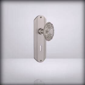 705601 Nostalgic Warehouse For Deco Plate With Keyhole Victorian Knob Priva Satin Ni