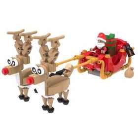 Emj1002 Novabrix Santa Sleigh And Reindeer Block Set Multicolored 210 Pc
