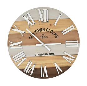 Oldtown Clocks 678021214470 30 Inch Wooden Multi-color Rustic Farmhouse Wall Clock Wood Roman
