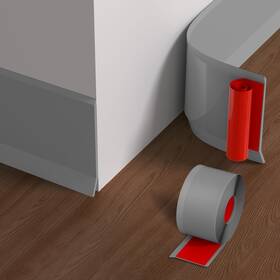 Pattengo 765477081364 Flexible Baseboard Molding Trim 4 Inch X 40 Feet Vinyl Wall Base 40ft Gray