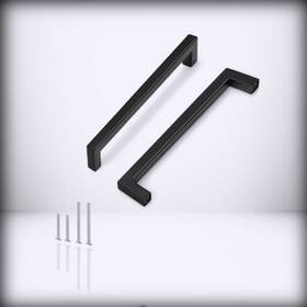 Hmpddjs12-hbk192-20pack Probrico 20 - Pack Black Square Kitchen Cabinet Pulls Stain Hole Center 192mm 7