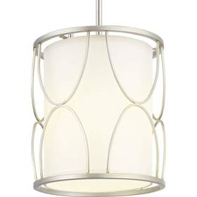 P500176-134 Progress Lighting Landree Collection 1-light White Silk Shade Luxe Mini-penda