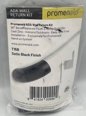 Promenaid T15b Ada Wall Return Kit 90 Handrail Elbow Satin Black New Sealed