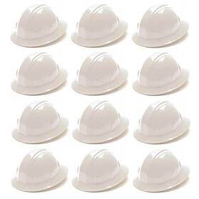 Hp24110 Pyramex Safety Full Brim Hard Hat 4 Point Ratchet Suspension - White 12 Count