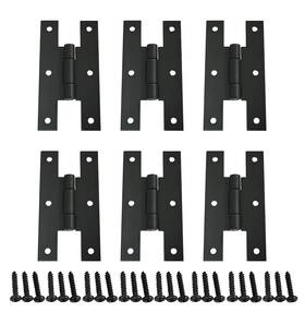 Hg44-006 Qcaa Black Steel H-hinge For Cabinet Doors Matte 6 Pack Made In Tai