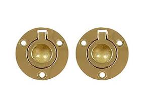 P22-002 Qcaa Flush Ring Pull Round 1-1/2 Inch Brass