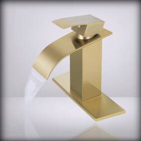 Qom-tplt-003lsj-dp Qomolangma Waterfall - Bathroom Faucet Brushed Gold For Modern S A-brushed