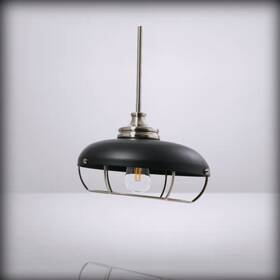 Ec1345 Robert Stevenson Lighting - Presley Caged Dome Metal Ceil Brushed Nickel And M