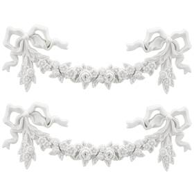 Yan-roowest-4385 Roowest 2 Pcs Bow Carved Appliques Onlays White Pvc For