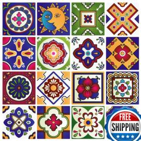 Royalwallskins B07hf82b6s Mexican Tile Decals 4x4 Inch - Set Of 16 Self Adhesive Peel