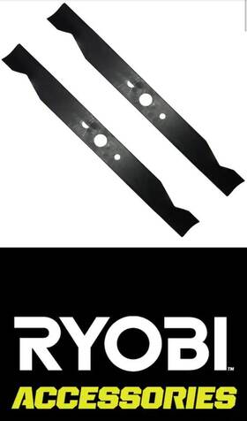 Acrm003 Ryobi 046396017734 Pair Of 19 Inch In Each Battery Riding Mower Bagging Blade Black
