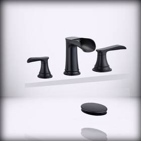 Sanliv-28339mb Sanliv Matte Black Bathroom Faucet 8 Inch Widespread 3 Hole Wa