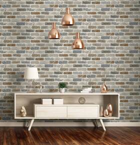 Sv5450 Savvy Decorator Tan Brick Wallpaper Peel And Stick Tan/gray/light Brown