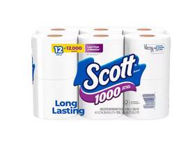 1000-sheet Scott 1005220544 White Toilet Tissue 12 Rolls Per Pack