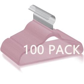 H01-2163-3-luxus Segawe 100 Pack Velvet Hangers Flocked Non-slip Clothes With 360 Swivel Hook Pink