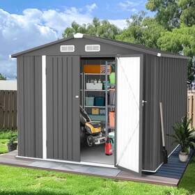 10ftshed-07 Sesslife 8ftx 10ft Large Storage Shed For Outside Metal House