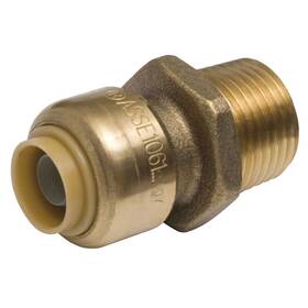 U118lfa Sharkbite Brass Reducing Connector 3/8 Inch Push X 1/2 Mnpt Dia