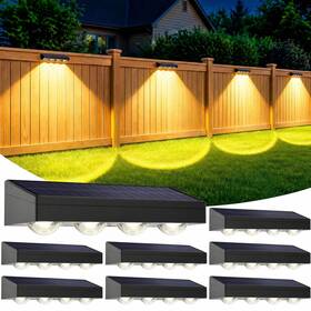 Shinetech Ddx-slwl01-8 Solar Fence Lights Outdoor Waterproof 3-color 8 Pack Black