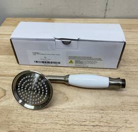 568-bn-u Signature Hardware Cooper Hand Shower With Porcelain Handle - Brushed Nickel