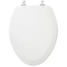 C014wd00ch Signature Hardware Deluxe Molded Wood Elongated Bowl Toilet Seat - White Chrome
