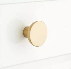 284177 Signature Hardware Pid 503474 Package Of- 3 1-1/4 Inch Gordes Solid Brass Round Cabinet Knob Satin