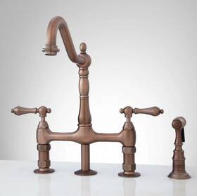 309626 Signature Hardware Pid 508771 Bellevue Bridge Kitchen Faucet With Brass Sprayer -lever Handles-rubbed Bronze
