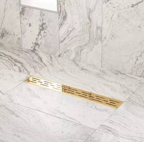 313365 Signature Hardware Pid 514143 48 Inch Effendi Linear Shower Drain - With Polished Brass