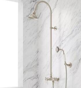 330581 Signature Hardware Pid 515181 Baywood Exposed Pipe Shower With Hand - Brushed Nickel