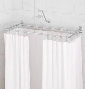 266461 Signature Hardware Pid 544883 -d-shaped Solid Brass Shower Ring And Ceiling Support -chrome