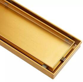 312405 Signature Hardware Pid 565858 32 Inch Cohen Linear Tile-in Shower Drain -brushed Gold