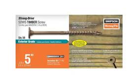 Sdws22500db-r50 Simpson Strong-tie 0.220 Inch X 5 Strong-drive Sdws Timber Screw Exterior 50-pack