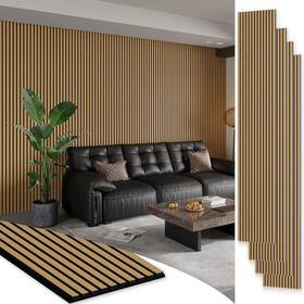 27032-p4-ao-awp Smartstandard 4 Pack 106 Inch X 12.6 Wood Slat Wall Panels Soundproof American Oak