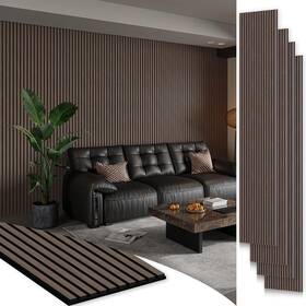27032-p4-jk-awp Smartstandard 4 Pack 105.9 Inch X 12.6 Wood Slat Wall Panels Soundproof Dark Walnut
