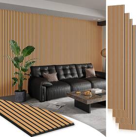 27032-p4-lb-awp Smartstandard 4 Pack 106 Inch X 12.6 Wood Slat Wall Panels Soundproof Light Brown
