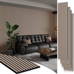 27032-p4-wn-awp Smartstandard 4 Pack 106 Inch X 12.6 Wood Slat Wall Panels Soundproof Walnut