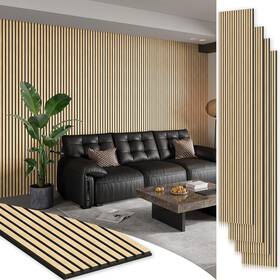 27032-p4-wo-awp Smartstandard 4 Pack 105.9 Inch X 12.6 Wood Slat Wall Panels Soundproof White Oak