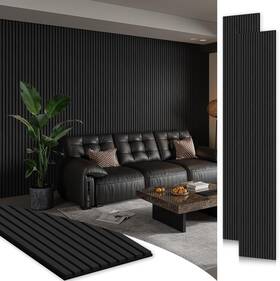 27052-p2-bo-awp Smartstandard 2 Pack 106 Inch X 20.5 Wood Slat Wall Panels Soundproof Black Oak