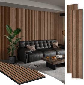 27052-p2-cb-awp Smartstandard 2 Pack 106 Inch X 20.5 Wood Slat Wall Panels Soundproof Classic Brown