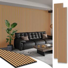 27052-p2-lb-awp Smartstandard 2 Pack 106 Inch X 20.5 Wood Slat Wall Panels Soundproof Light Brown